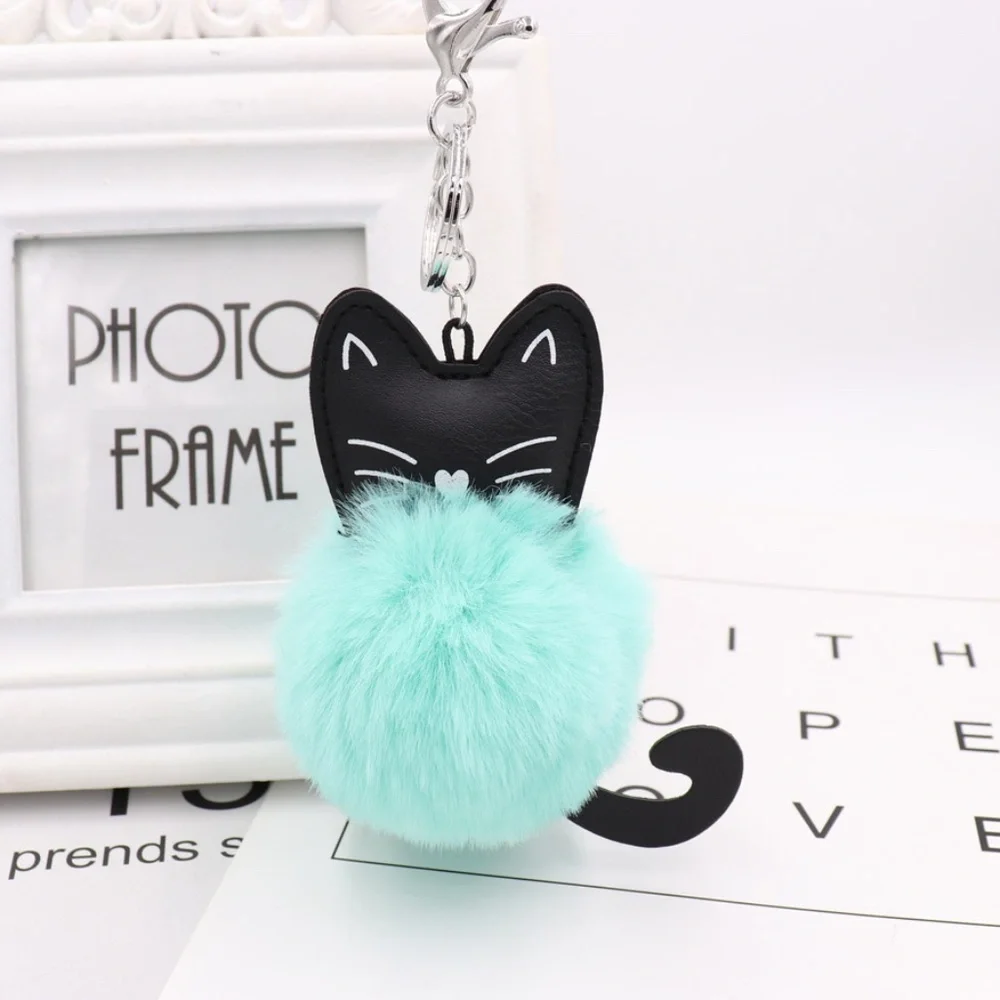 *BELVA* Lt. Blue x Black Cat Fashion Keychain Ring
